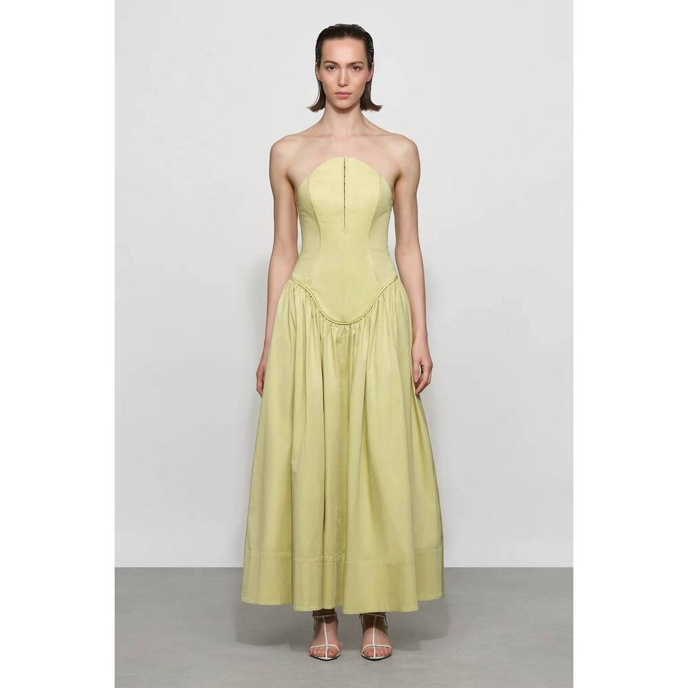 NEW ET OCHS camille strapless midi dress in tea